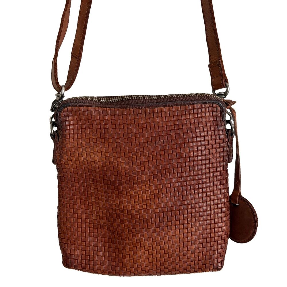 Harbour 2nd Woven Leather Crossbody Bag Brown